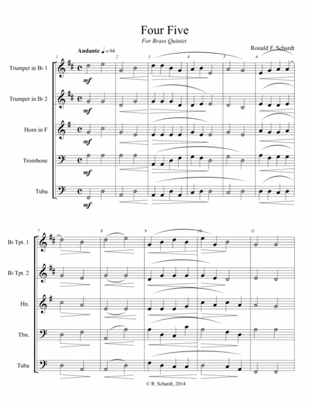 Free Sheet Music Four Five For Brass Quintet