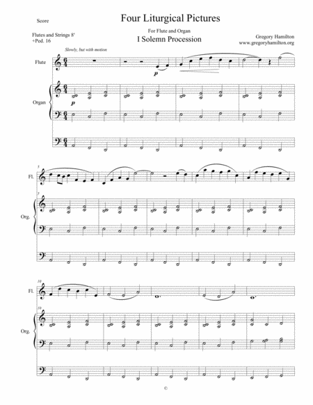 Four Liturgical Pictures For Flute And Organ I Solemn Procession Sheet Music