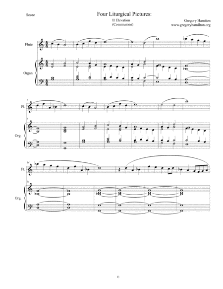 Four Liturgical Pictures For Flute And Organ Ii Elevation Communion Sheet Music