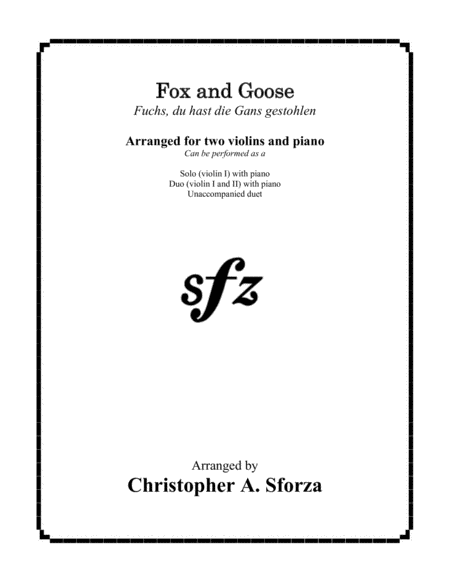 Fox And Goose For Two Violins And Piano Sheet Music