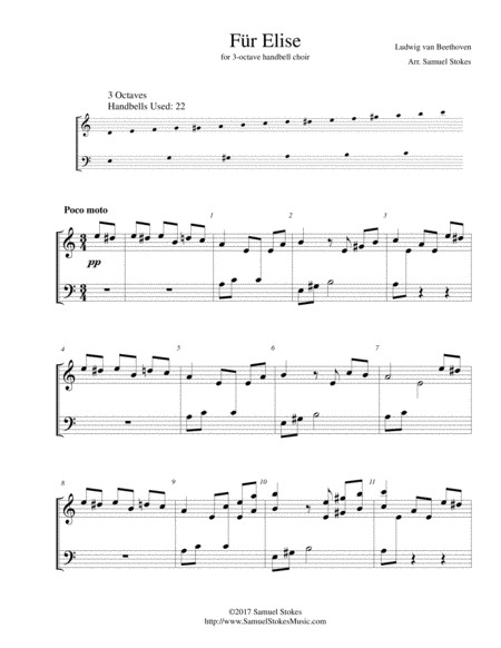 Fr Elise For 3 Octave Handbell Choir Sheet Music