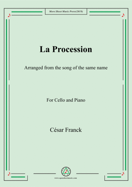Free Sheet Music Franck La Procession For Cello And Piano