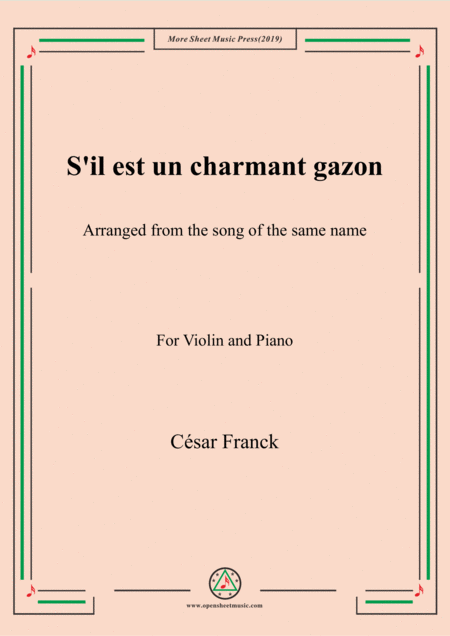 Free Sheet Music Francks Il Est Un Charmant Gazon For Violin And Piano