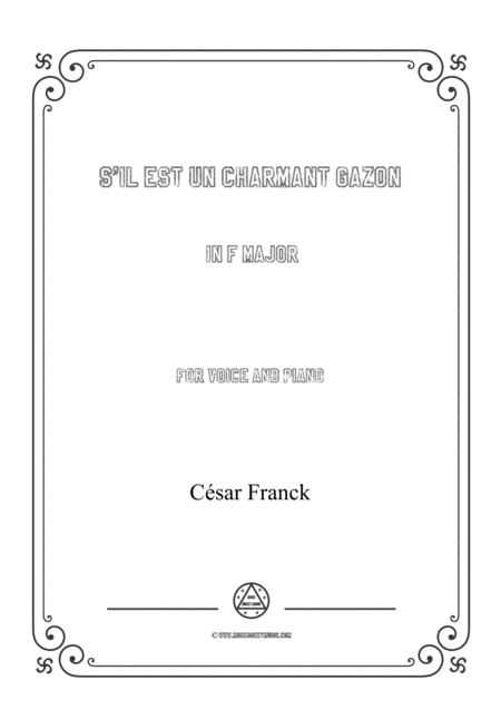 Free Sheet Music Francks Il Est Un Charmant Gazon In F Major For Voice And Piano