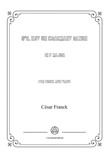 Francks Il Est Un Charmant Gazon In F Major For Voice And Piano Sheet Music