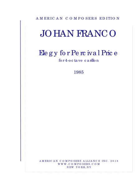 Franco Elegy For Percival Price Sheet Music