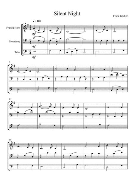 Free Sheet Music Franz Gruber Silent Night French Horn Trombone And Tuba Trio