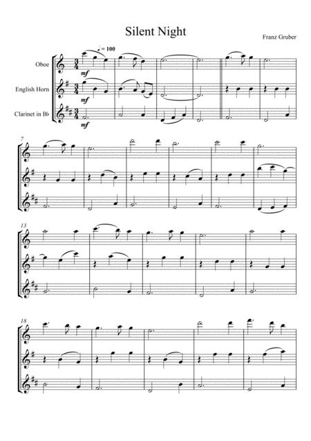 Franz Gruber Silent Night Oboe English Horn And Clarinet Trio Sheet Music