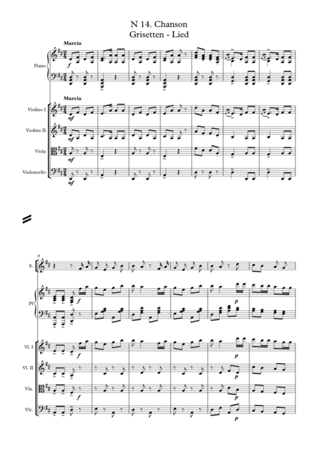 Free Sheet Music Franz Lehr La Vedova Allegra Operetta N 14 Chanson Voce Piano Quartetto D Archi