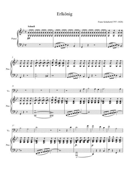 Franz Schubert Erlknig Violoncello Solo Sheet Music