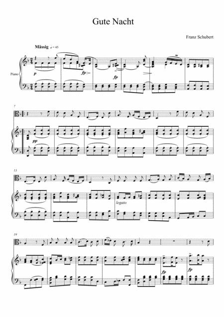 Franz Schubert Gute Nacht Viola Solo Sheet Music