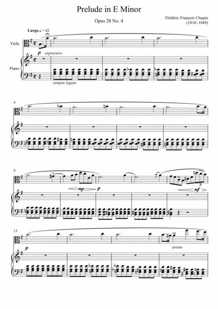 Frdric Chopin Prelude In E Minor Opus 28 No 4 Viola Solo Sheet Music