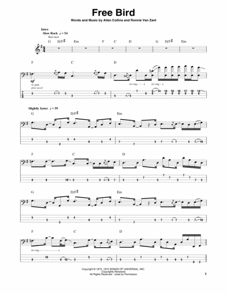 Free Sheet Music Free Bird