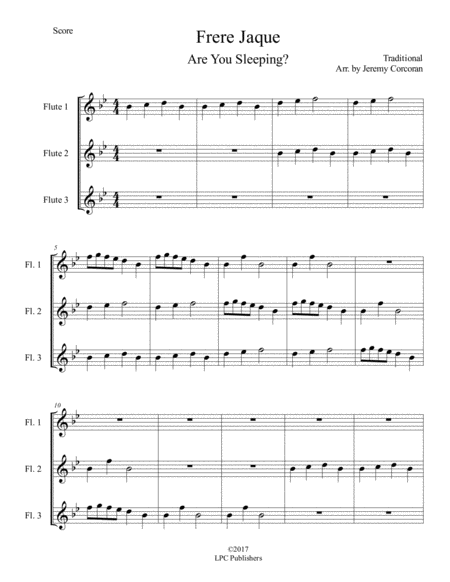 Free Sheet Music Frere Jaque For Three Flutes