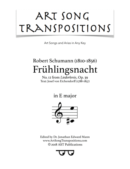 Frhlingsnacht Op 39 No 12 E Major Sheet Music