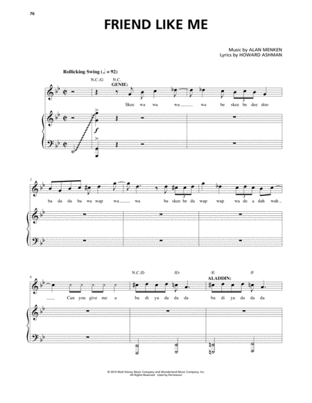 Friend Like Me Stageplay Version From Aladdin The Broadway Musical Sheet Music