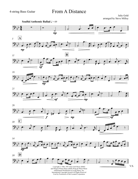 From A Distance Inst Parts For Arr Bys Milloy Sheet Music