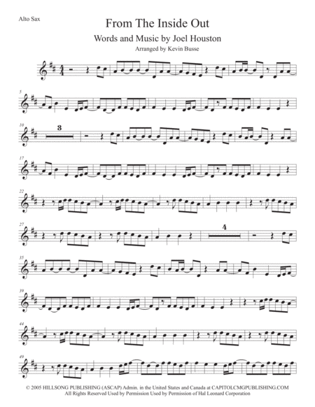 From The Inside Out Alto Sax Sheet Music