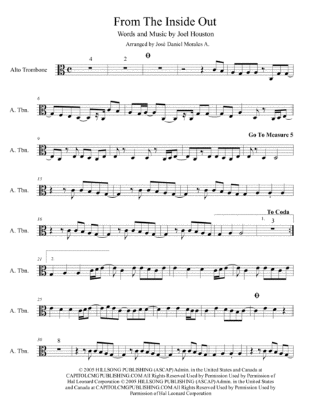 Free Sheet Music From The Inside Out For Alto Trombone