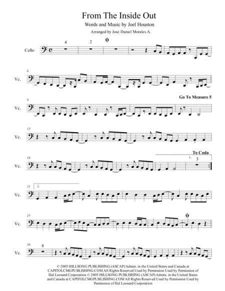 Free Sheet Music From The Inside Out For Cello