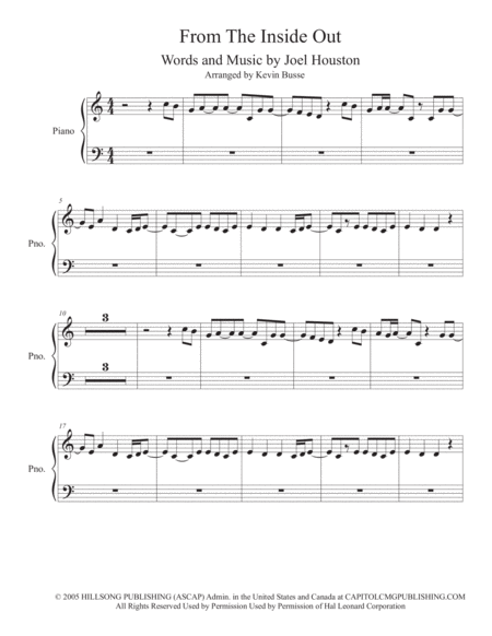 Free Sheet Music From The Inside Out Original Key Piano