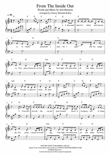 Free Sheet Music From The Inside Out Piano Vocal Guitar