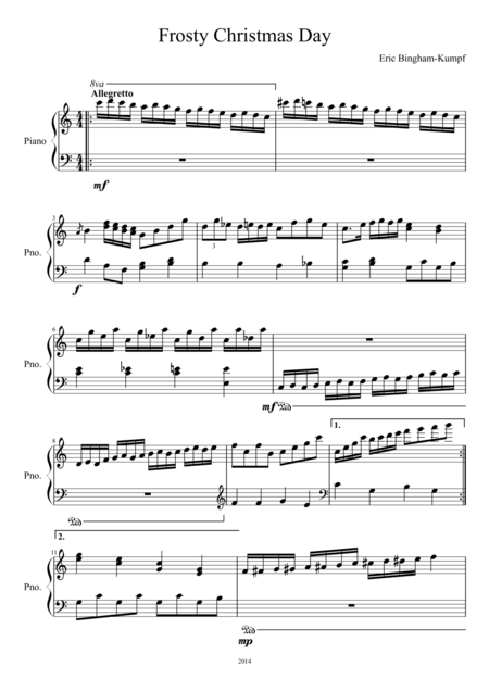 Free Sheet Music Frosty Christmas Day