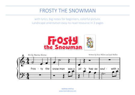 Frosty The Snowman Christmas Song Big Notes Sheet Music