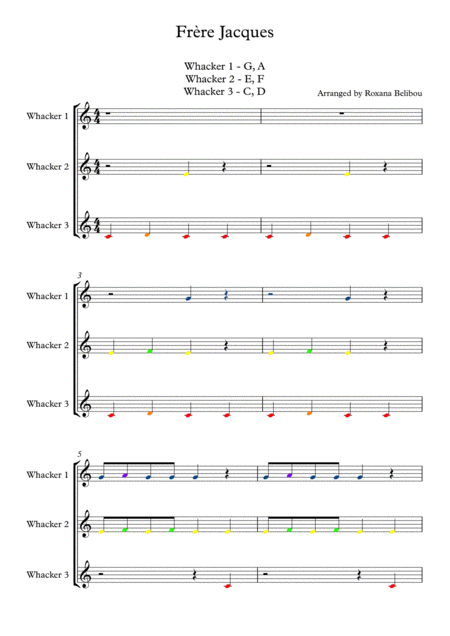 Free Sheet Music Frre Jacques For 8 Notes Diatonic Boomwhackers