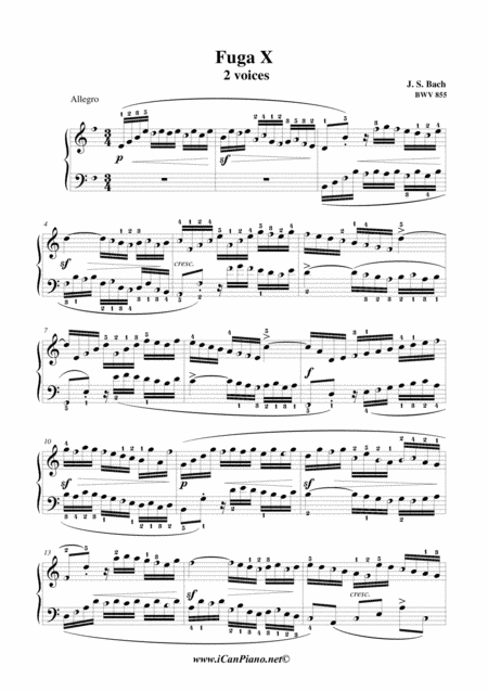 Fuga 10 Bwv 855 Js Bach Icanpiano Style Sheet Music