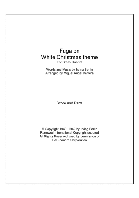 Free Sheet Music Fuga On White Christmas Theme For Brass Quartet