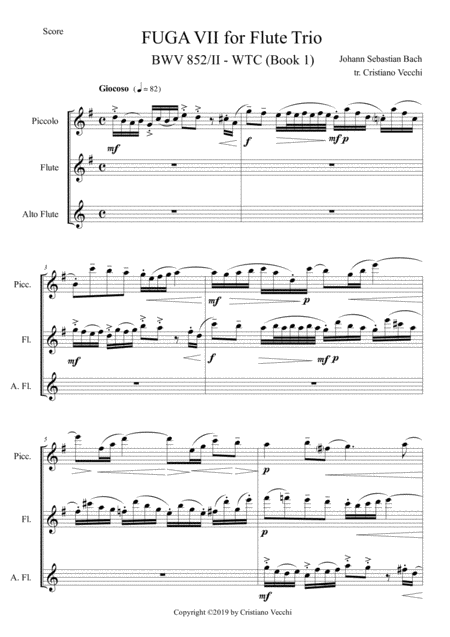 Fuga Vii For Flute Trio Sheet Music