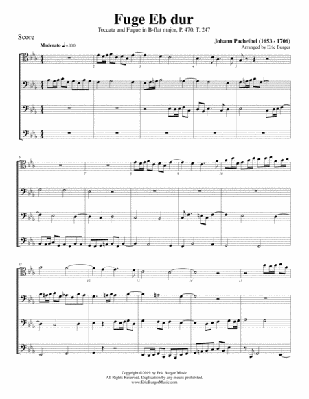 Fuge Eb Dur Fugue In Eb Major For Trombone Or Low Brass Quartet Sheet Music