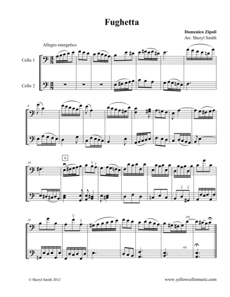 Free Sheet Music Fughetta For Cello Duo Duet Two Cellos A Baroque Piece By Zipoli