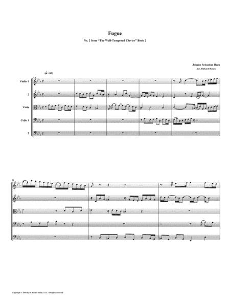 Free Sheet Music Fugue 02 From Well Tempered Clavier Book 2 String Quintet