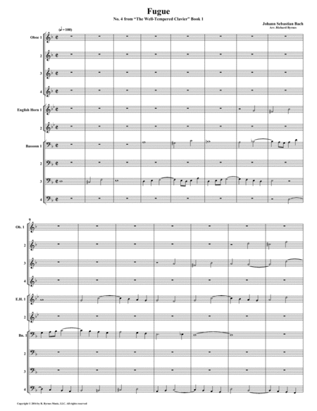 Fugue 04 From Well Tempered Clavier Book 1 Double Reed Choir Sheet Music