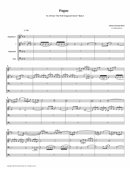 Free Sheet Music Fugue 10 From Well Tempered Clavier Book 2 Conical Brass Quartet