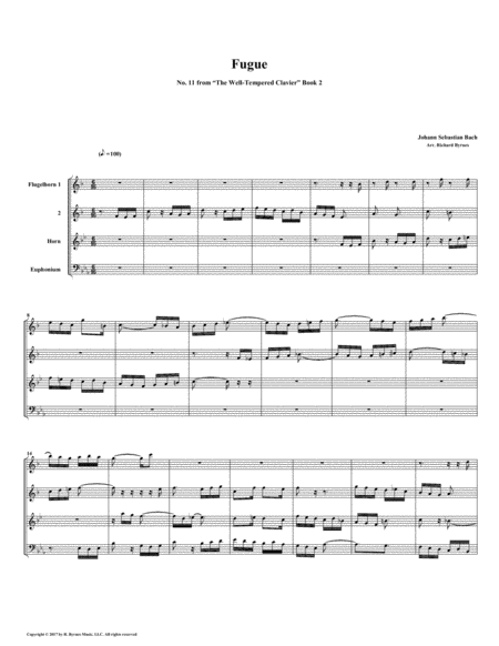 Free Sheet Music Fugue 11 From Well Tempered Clavier Book 2 Conical Brass Quartet