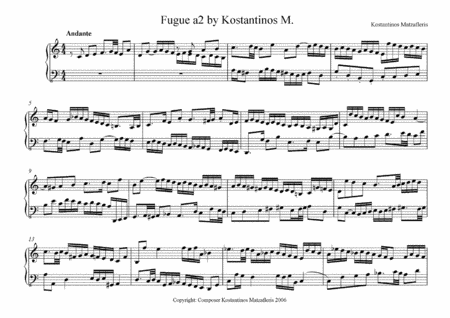 Fugue 2a For Solo Piano Sheet Music