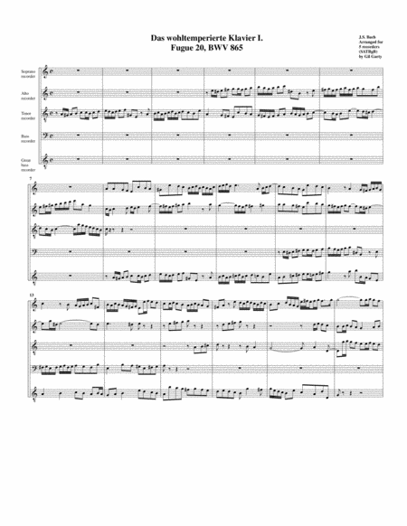 Fugue From Das Wohltemperierte Klavier I Bwv 865 Ii Sheet Music