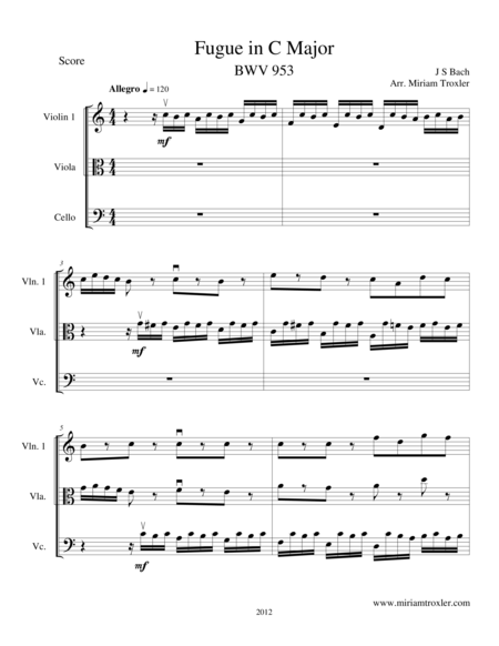 Fugue In C Major Sheet Music