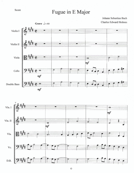 Free Sheet Music Fugue In E Major String Orchestra Set