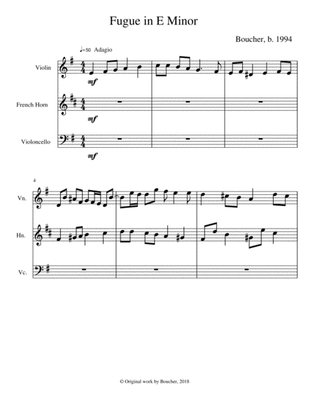 Fugue In E Minor Sheet Music