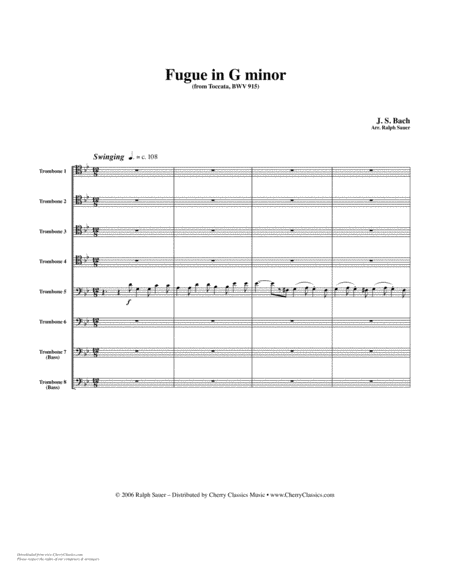 Free Sheet Music Fugue In G Minor For 8 Part Trombone Ensemble
