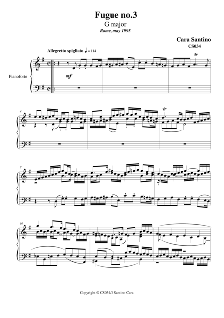 Fugue No 3 In G Major Sheet Music