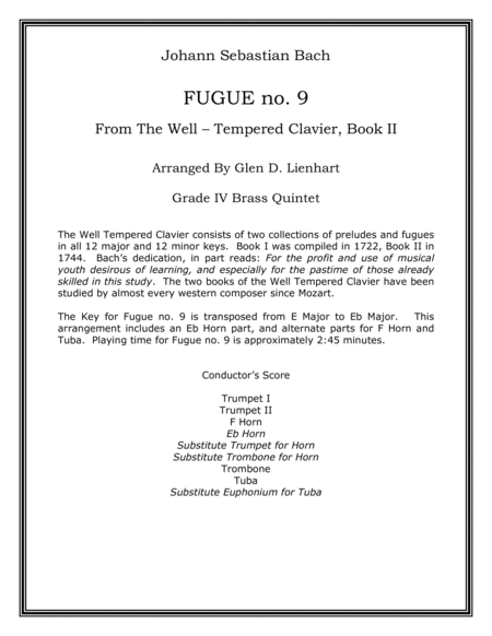 Fugue No 9 Sheet Music