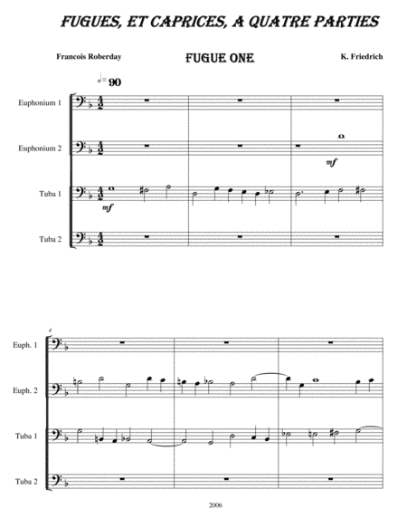 Fugue One From Fugue And Caprices For Four Part Organ Sheet Music