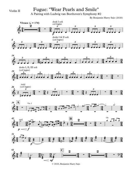 Fugue Wear Pearls And Smile A Pairing With Beethoven Symphony 2 Violin Ii Sheet Music