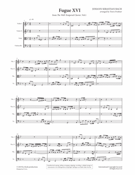 Fugue Xvi Sheet Music