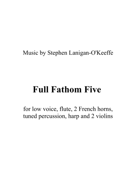 Full Fathom Five For Voice And Mixed Ensemble Sheet Music